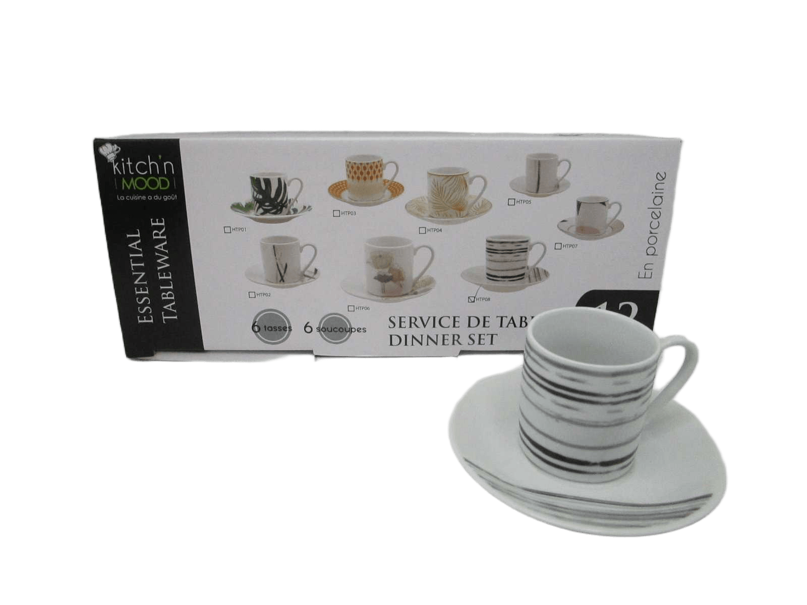 Round Coffee Set 6 Cups + 6 Saucers Porcelain90cc Straight Cup&saucer