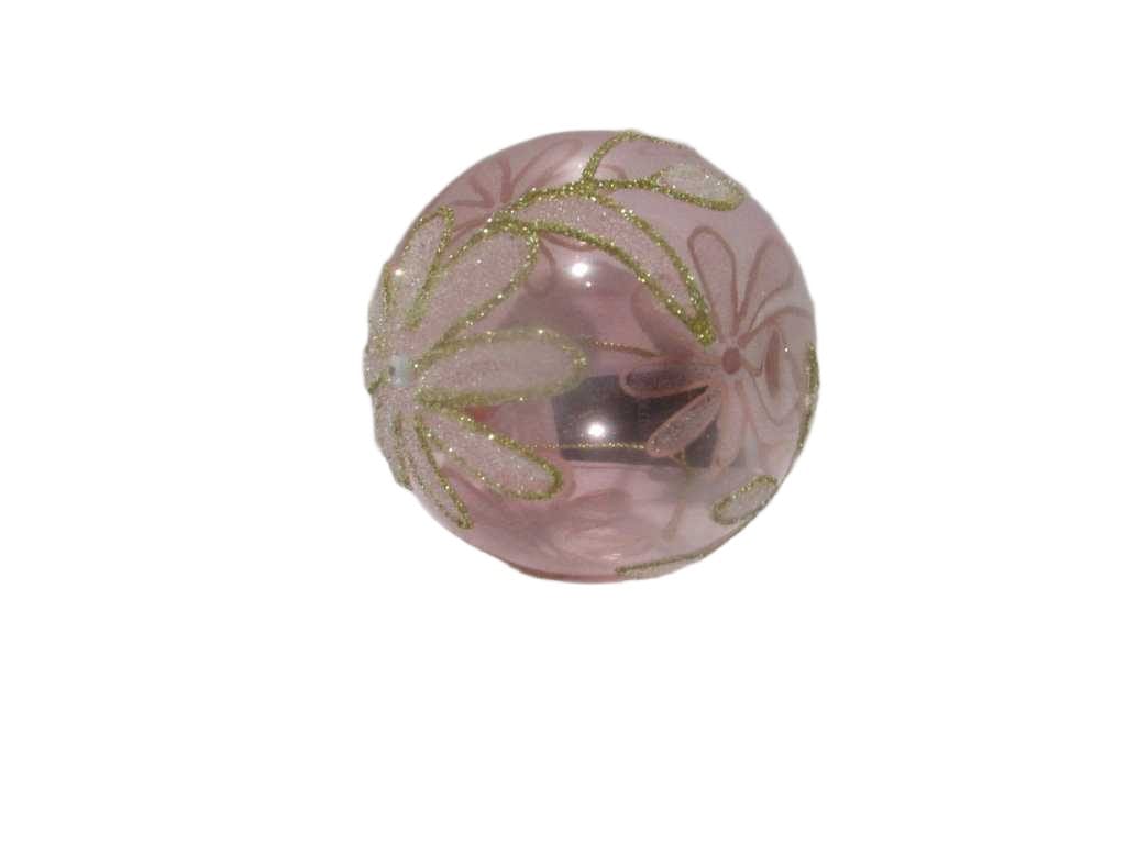 Glass Ball 80mm Pink Daisies