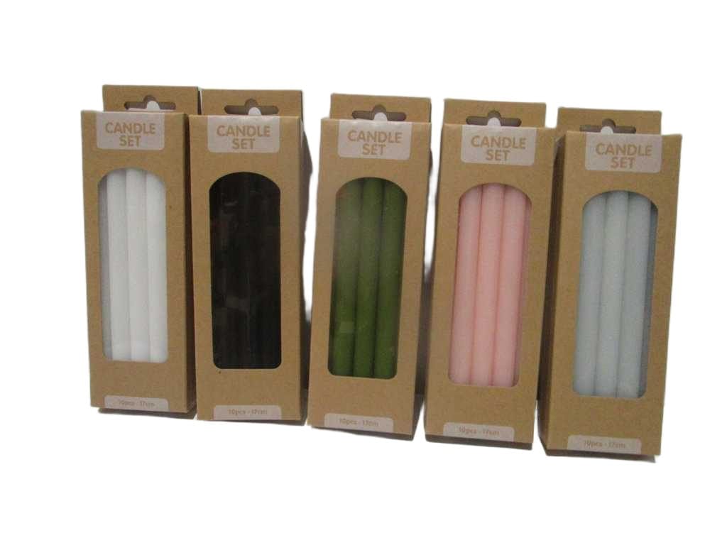 Candle 17cm Set Of 10 5ass