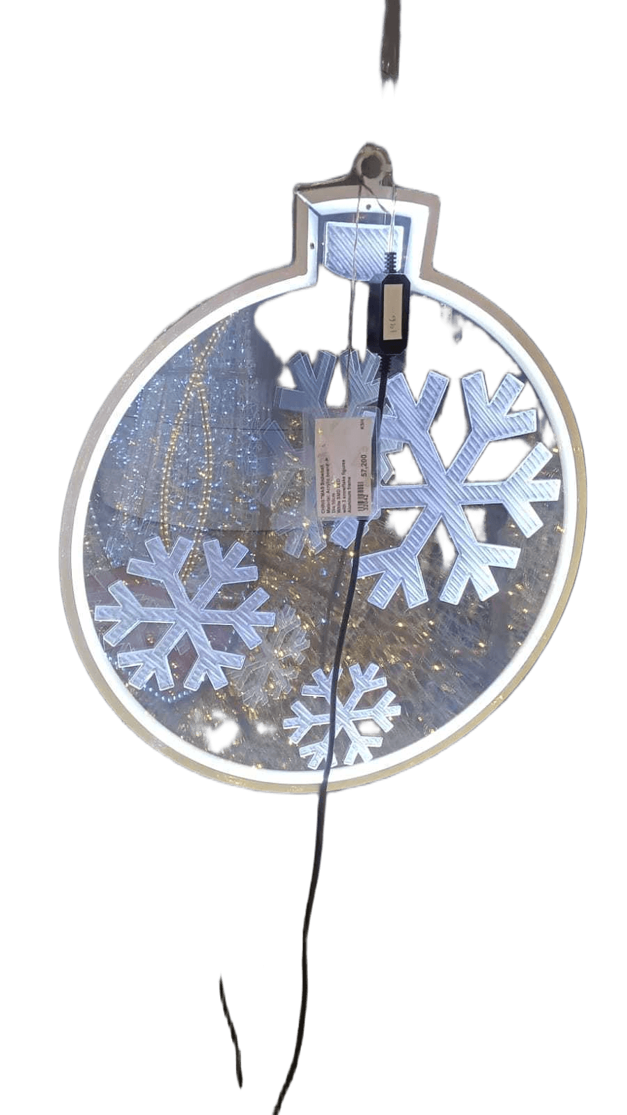 Christmas Snowball Material: Acrylic Board Dia:60cm White Smd Led With 3 Snowflake Figures Aluminum Frame Connectable With 5m Power Cable