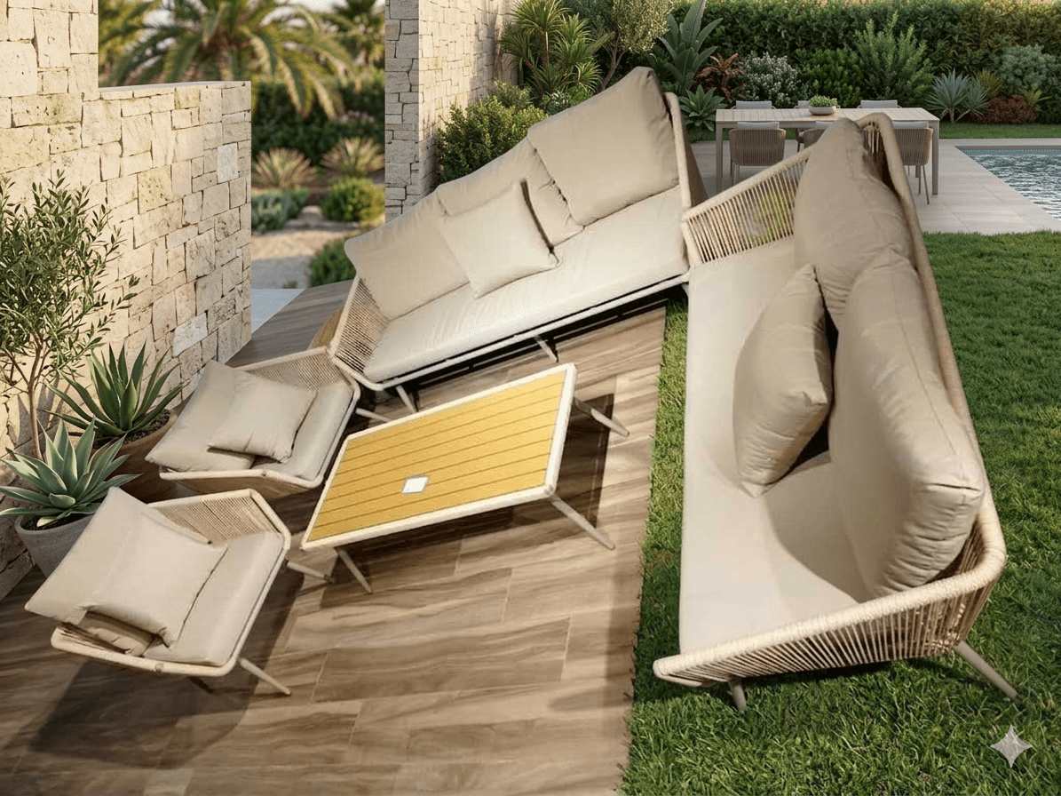 Sofa 3+2+1+1 Outdoor Set+ Coffee Table Taupe