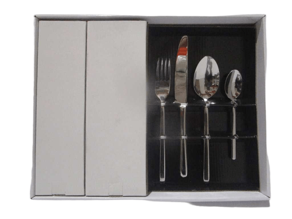 Dinner Knife 8 Mm 90 Gr X6 - Dinner Fork 4 Mm 50 Gr X6 Dinner Spoon 4 Mm 63 Gr X6 - Tea Spoon 3,5 Mm 35 Gr X6 - Set Of 24 Pcs - 420j1 18/0 - Windows Gift Box Big Mirror Polished K 235 F 201 S 201 Ts 140