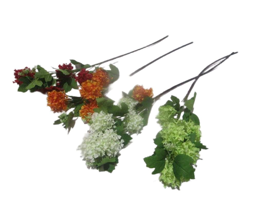 Artificial Hydrangea, 5 Heads Fabric '1 Green 2 Orange 4 Burgundy 5 White '77cm
