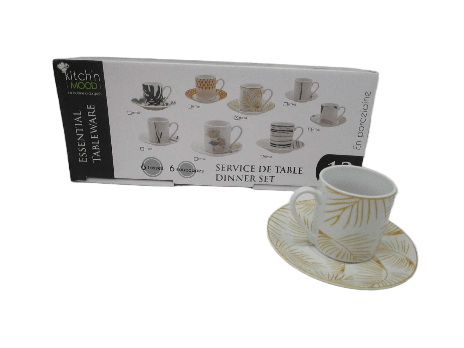 Round Coffee Set 6 Cups + 6 Saucers Porcelain90cc Straight Cup&saucer