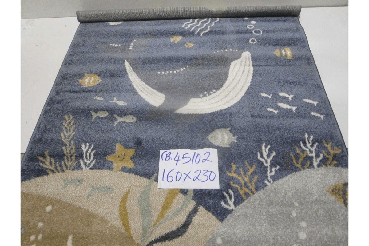 Carpet Blue Kids Aura V77 - 243.200 Points 10mm Pile Height Pp + Headset Hand Carved 2.200g/Sqm Pp Frize 160x230 Cm