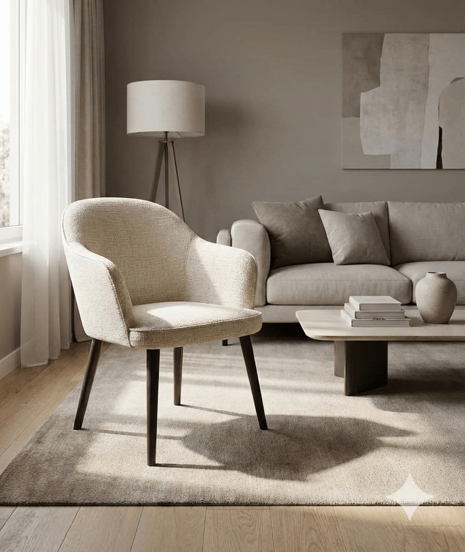 Chair Fabric Single Hanna 102 Black + White Solid Wood Legs