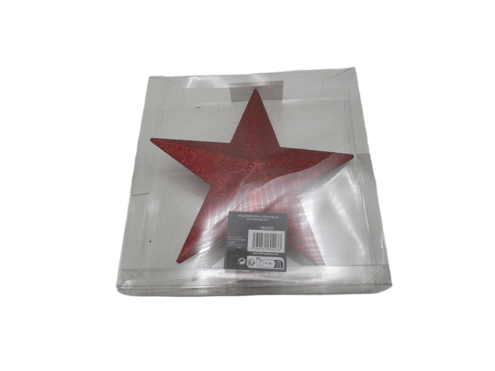 Christmas Glitter Star Tree Top 22cm Red