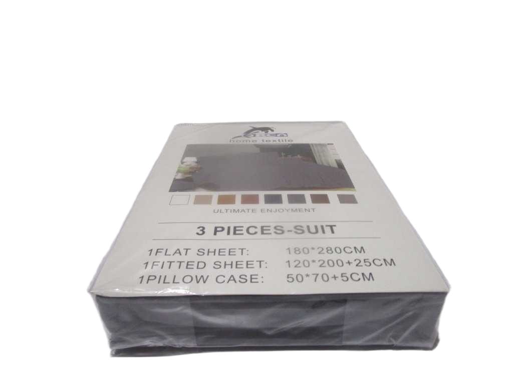 Flat Sheet Set Of 3pcs Uni Color 180x280cm Fitted Sheet 120x200 +25 Cm 1 Pillow Cases 50x70 +5 Cm 105gsm 100% Polycotton Old Packing Packing:pvc Bag Dark Gray 125