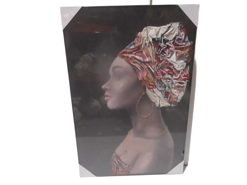 Painting 3d-Handmade African Wooman Ps Frame Black Packing Blister 80x120cm