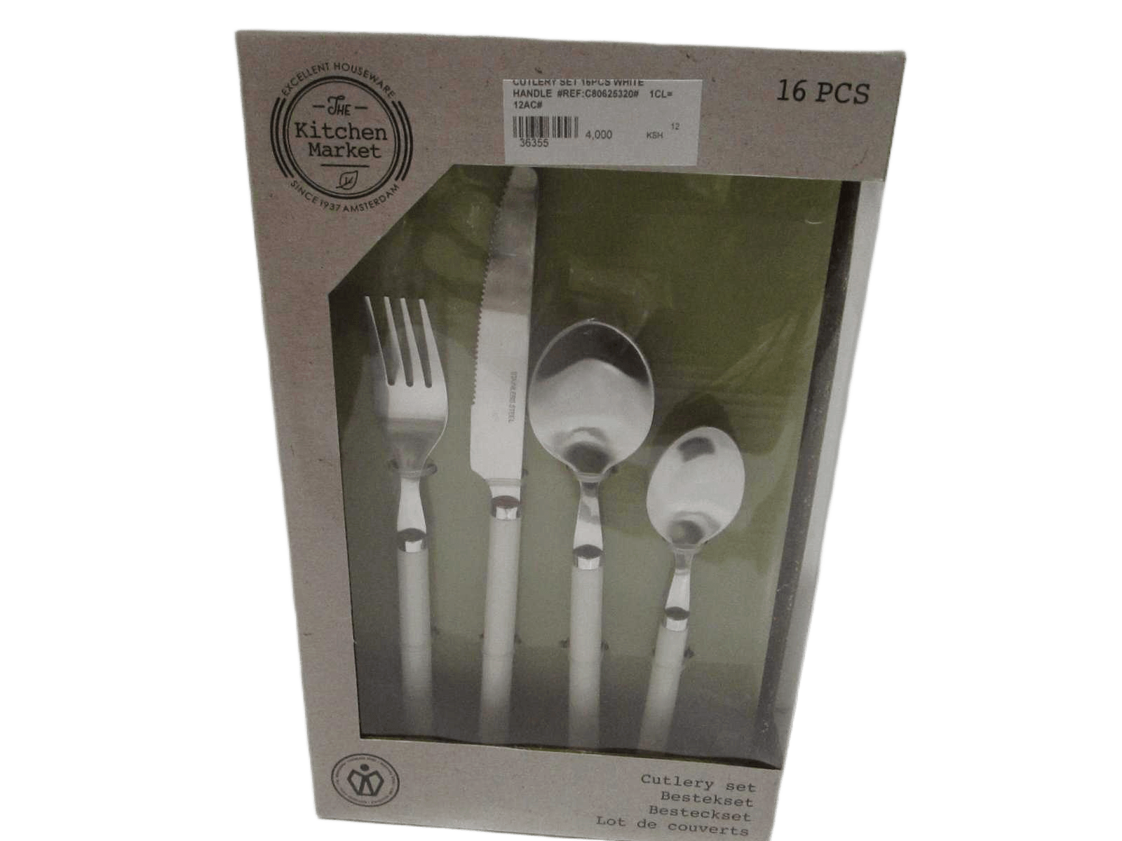 Cutlery Set 16pcs White Handle 1cl=