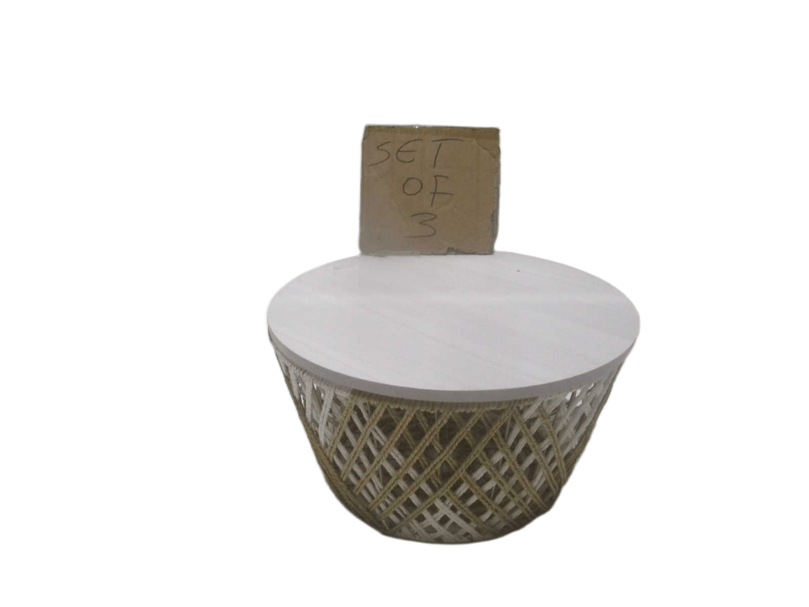 Coffee Tables Set Of 3 Mdf Top; Paper Cord 66*66*34 59*59*32 53*53*29