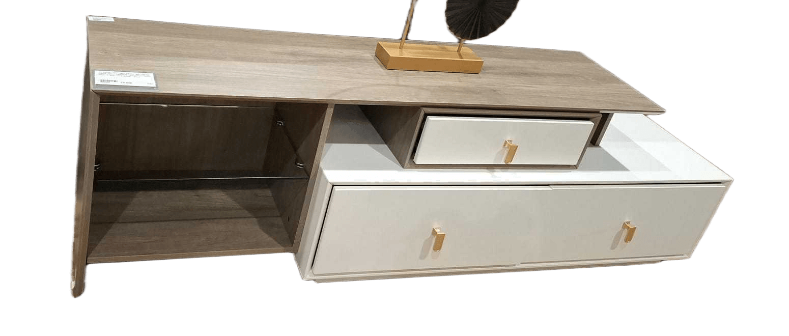 Tv Stand Mdf+melamine Melamine: Dark Grey Oak 665+white Dj-S0091