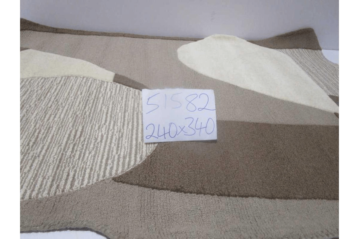 Carpet 100% Wool Handtufted Shaped 2300 Pile + 1000 Back Beige In Cut Wool All The Rest Loop Wool