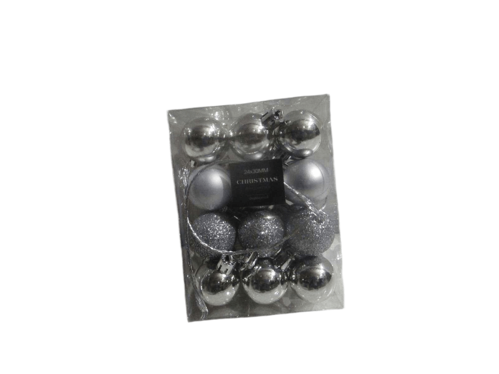 Ball Xmas 24x 30mm Silver