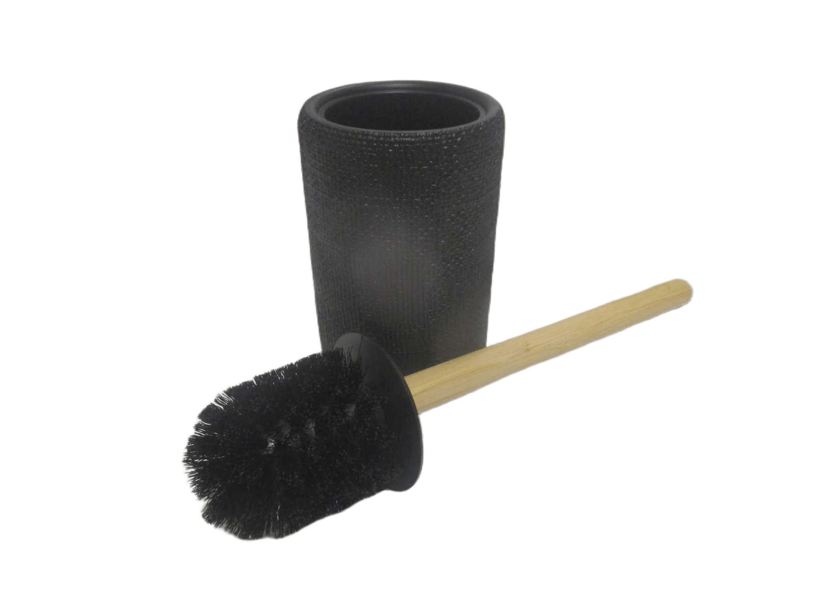Toilet Brush Wc Polyresine Round Effet Maille Et Tige Bambou - Black