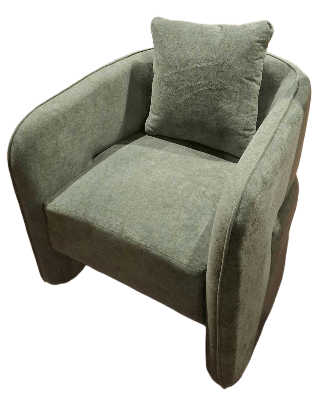 Chair Club Fabric Green With Wood Frame And 1 Pillow A62627-21