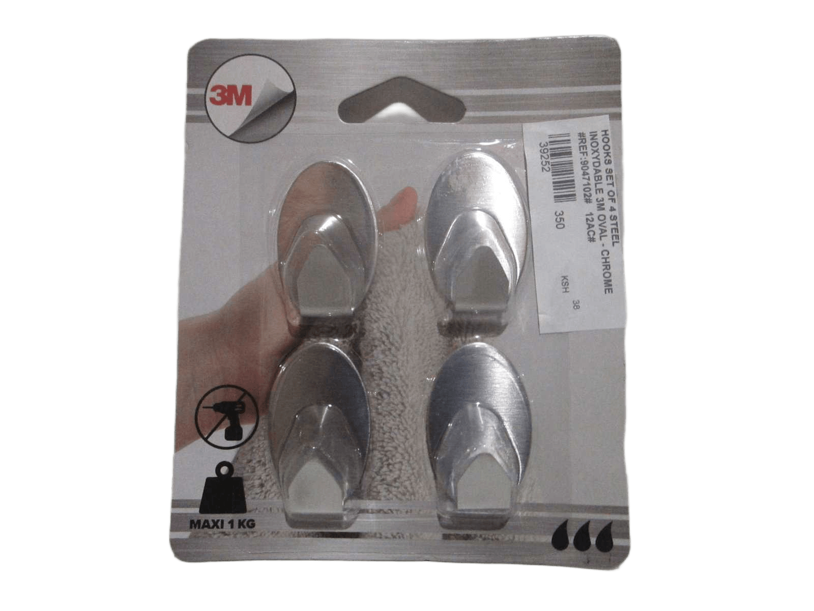 Hooks Set Of 4 Steel Inoxydable 3m Oval - Chrome