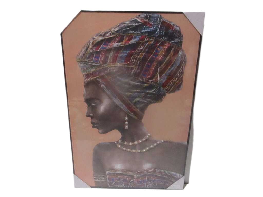 Painting 3d-Handmade African Wooman Ps Frame Black Packing Blister 80x120cm