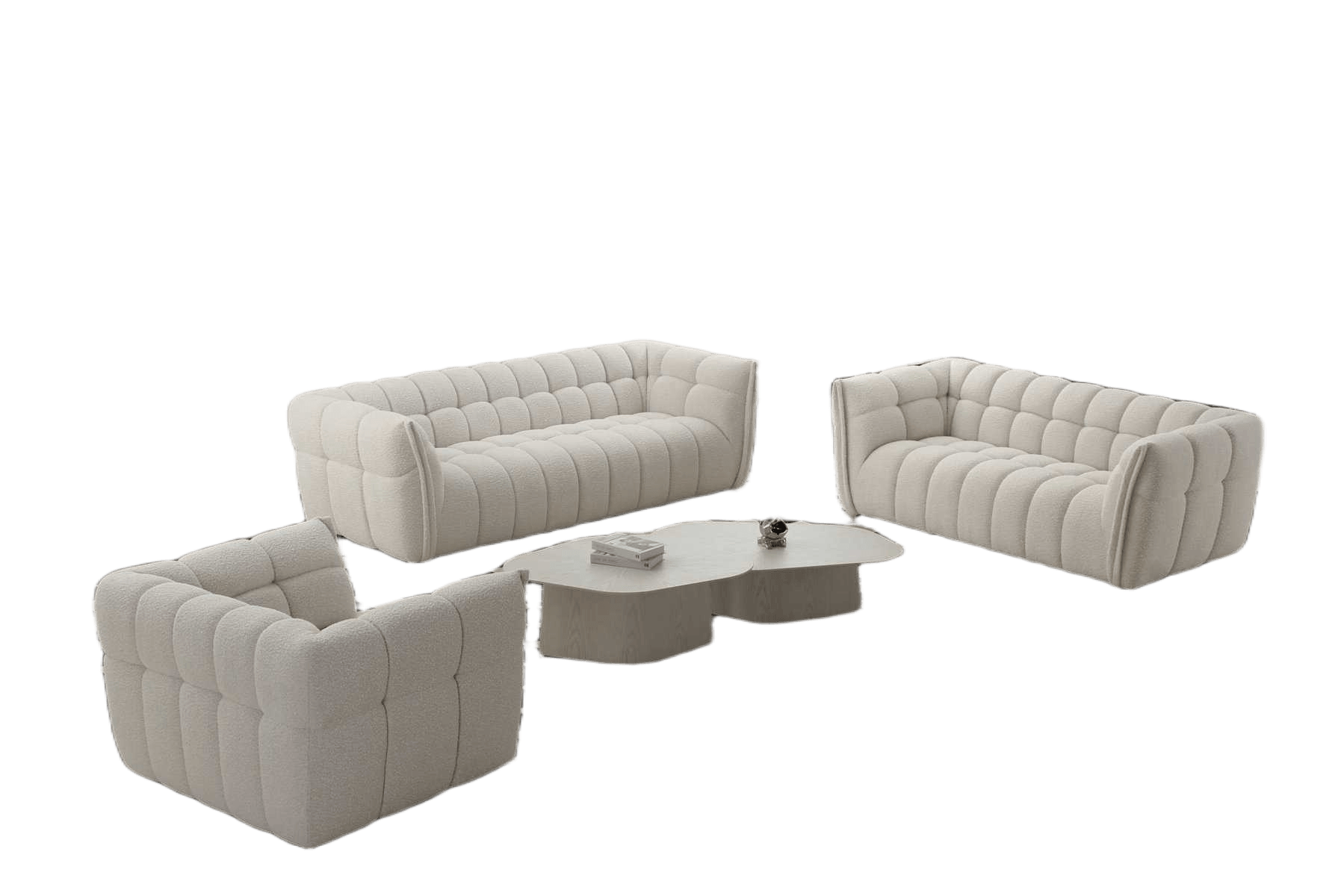 Sofa Set 3+2+1 White Ch492-02 249x106x76 207x106x76 122x106x76