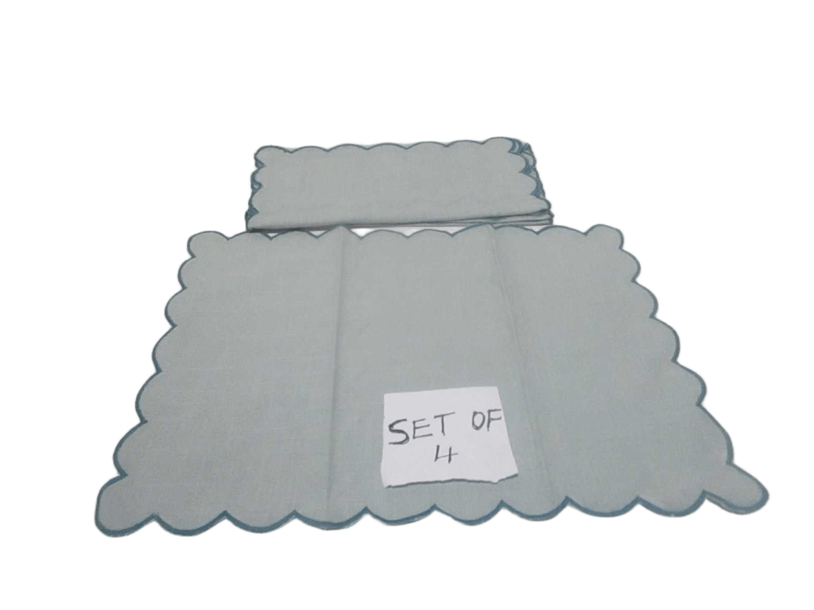 Set Of 4 Place Matt 100% Cotton 220 Gsm With Embrodery 48x33 Blue