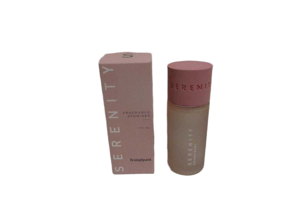 Spray Core Serenity Fragrance -Frangipani- 110ml 5% Fragrance In Tempered Machine Made Glass Bottle D5,6xh14,8cm And Top Round Ceramic Colored - Packaging In Coloured Card Board Box