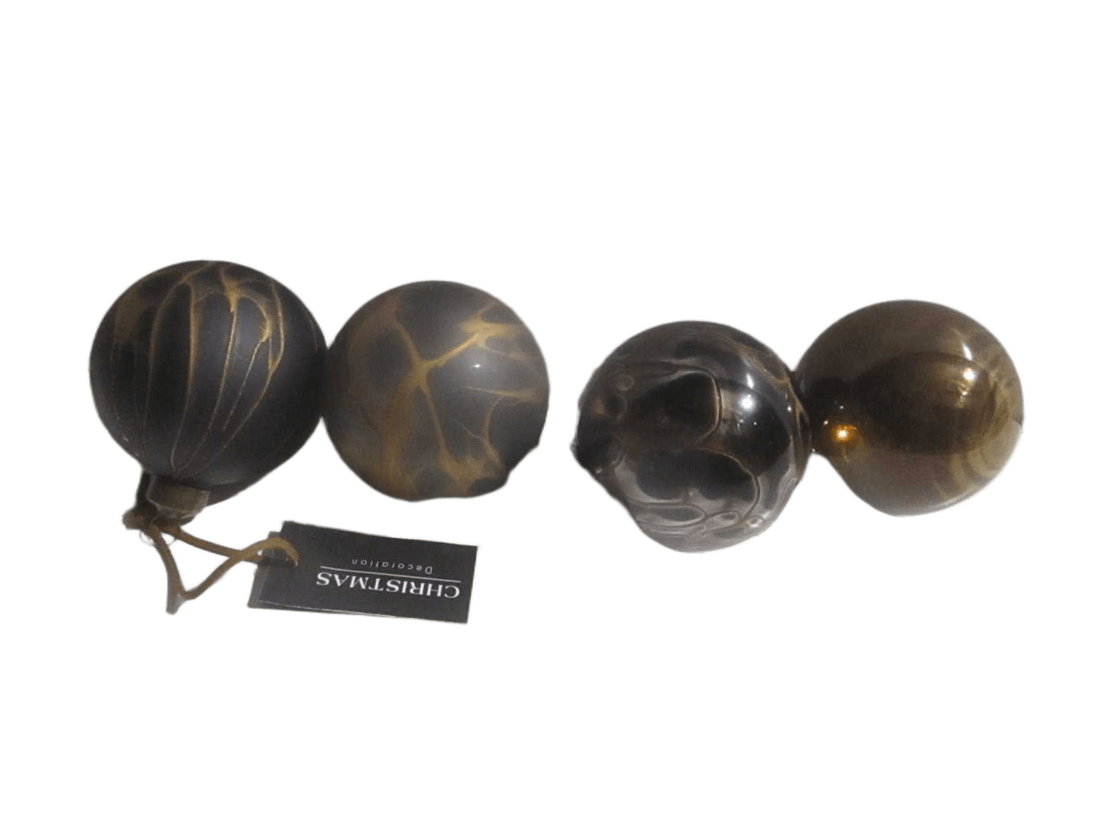 Ball Xmas 80mm Marble Black 4a
