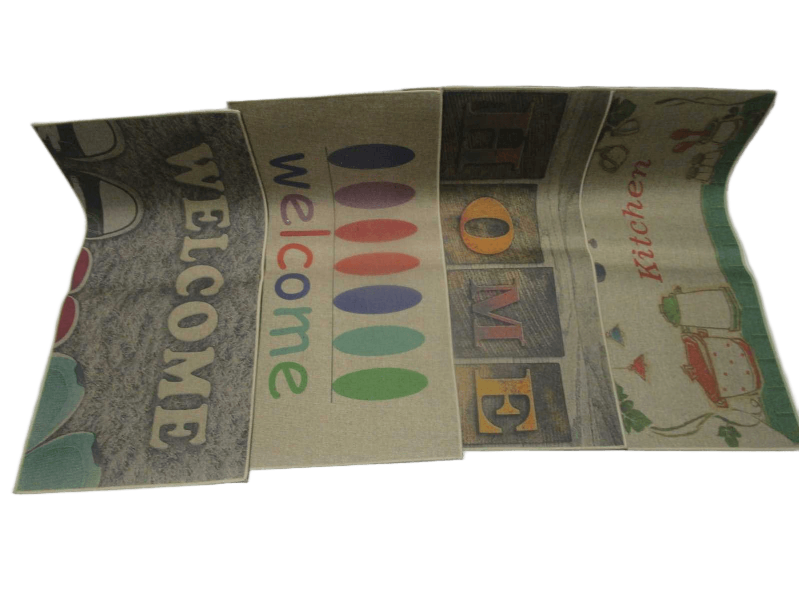 Linen With Rubber Back Print Kitchen Mat (Welcom+home+kitchen+plume)4ass 500g/Pcwelcome+plume+home+kitchen48x100