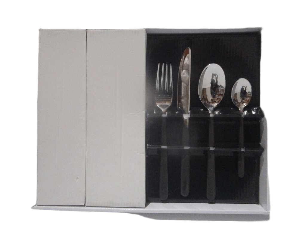 Dinner Knife 8 Mm 100 Gr X6 - Dinner Fork 4,5 Mm 67 Gr X6 Dinner Spoon 4,5 Mm 82 Gr X6 - Tea Spoon 5 Mm 45 Gr X 6 - Set Of 24 Pcs - 18/0 Forged - Windows Gift Box Big Oxford Finishing Black Mat K 245 F 205 S 200 Ts 135