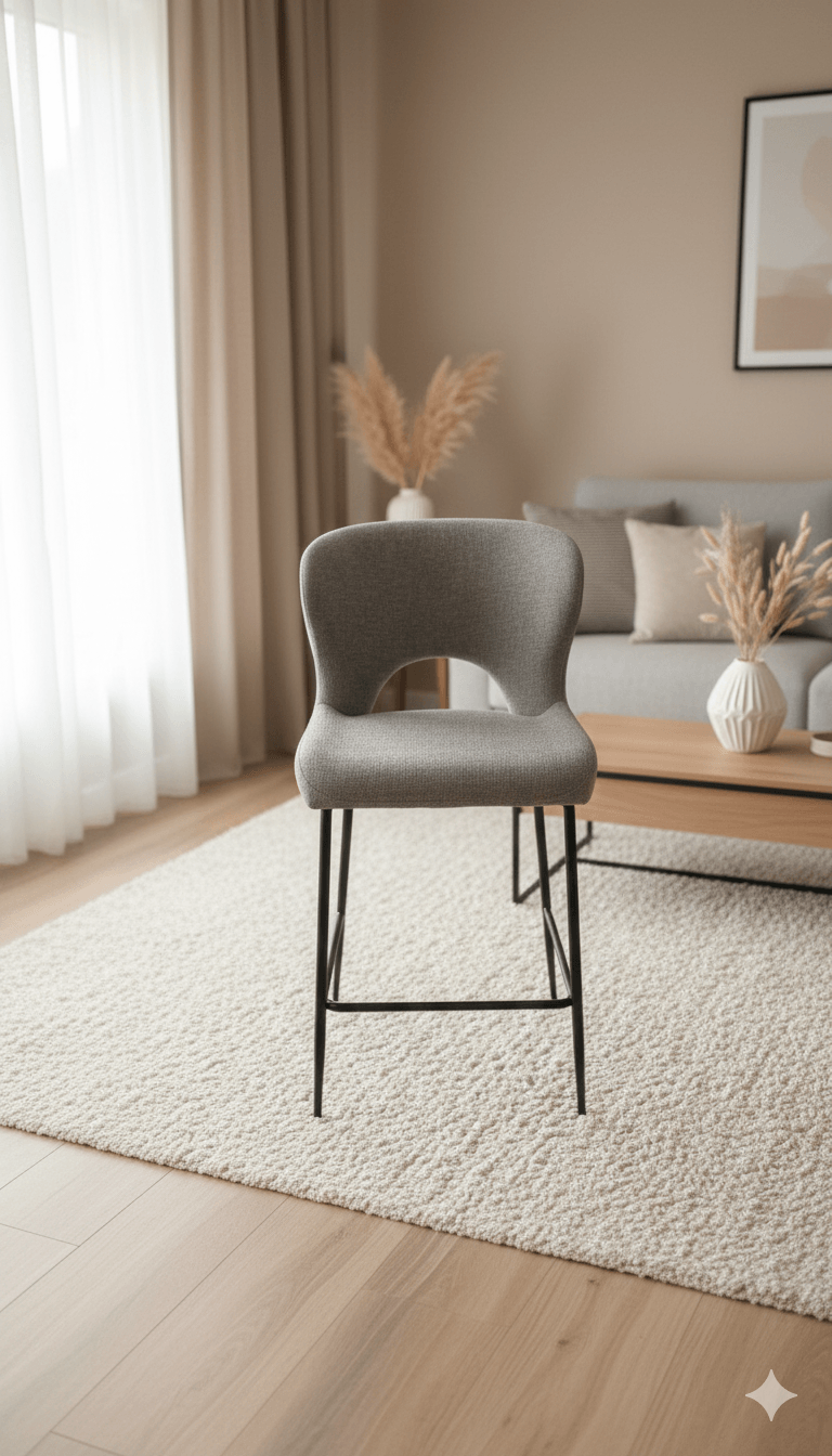 Bar Chair With Black Metal Feet Tresor09 Grey 55.5*53.5*97.5