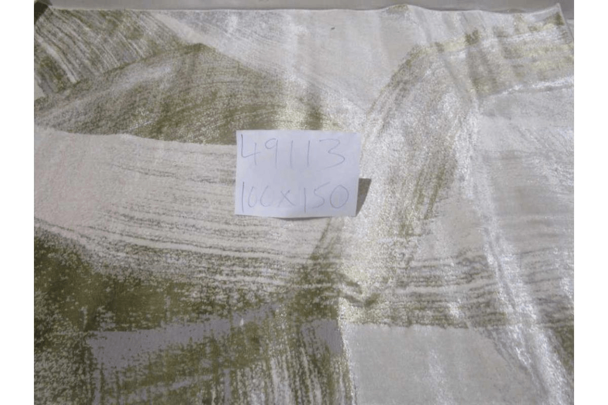 Carpet 100x150 Shiny Shrink Polyester + Pp 2,200 Gsm 604,000 Pts 8mm Pile Hight Cream/Green