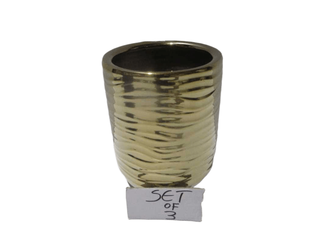 Pot Set Of 3 Ceramic Box Gold 36*36 27*31 21*28