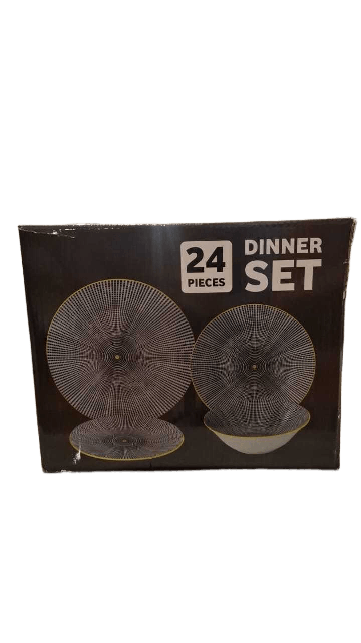 Set Of 24pc 4 Shapex6, 6xplate27cm Xh2cm, 6xplate 23cmxh2, 6xplate 20cmxh2cm, 6xbowl H5x17.5 In Color Box With The Correct Photo Outside Small Leaf Design