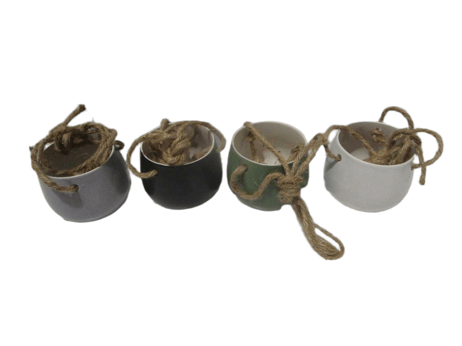 Flower Pot Ceramic W Rope 4ass
