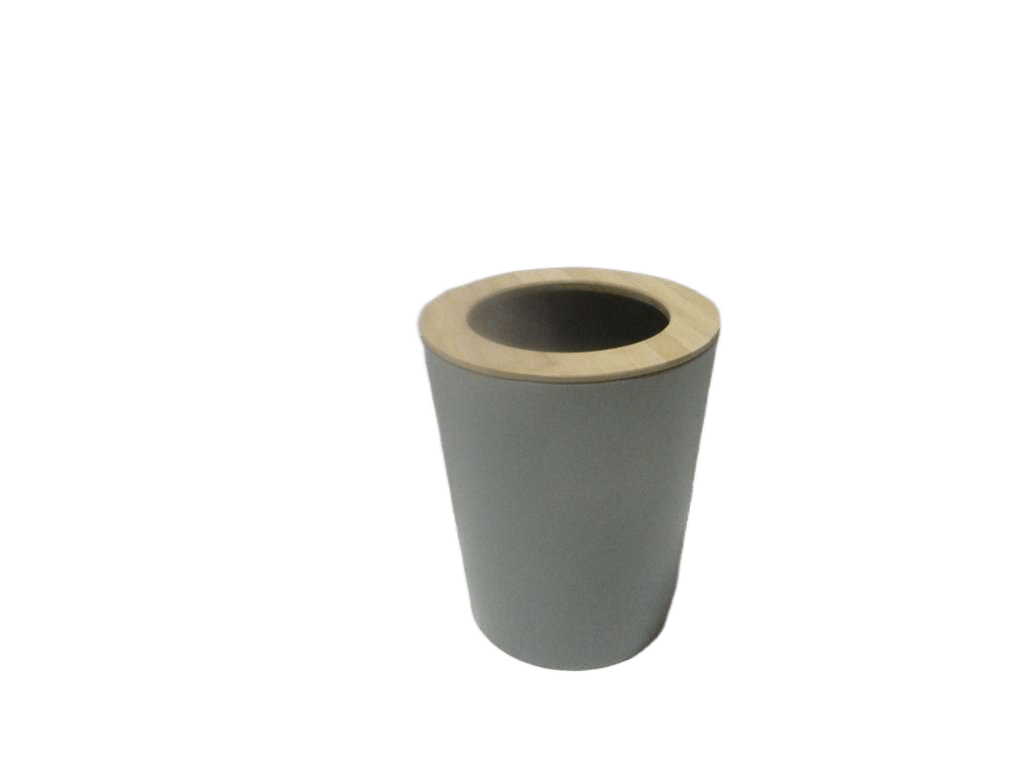 Dustbin Metal Evasee Avec Couvercle Bambou 5l - Vert Eucalyptus