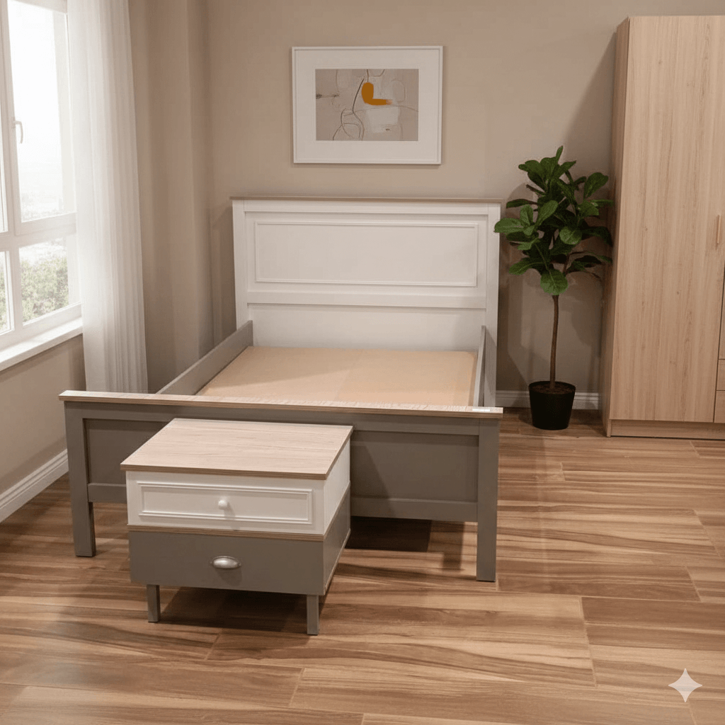 Bed + 1 Nightstand Bd: 120x200cm Ns: 50x42x55cm