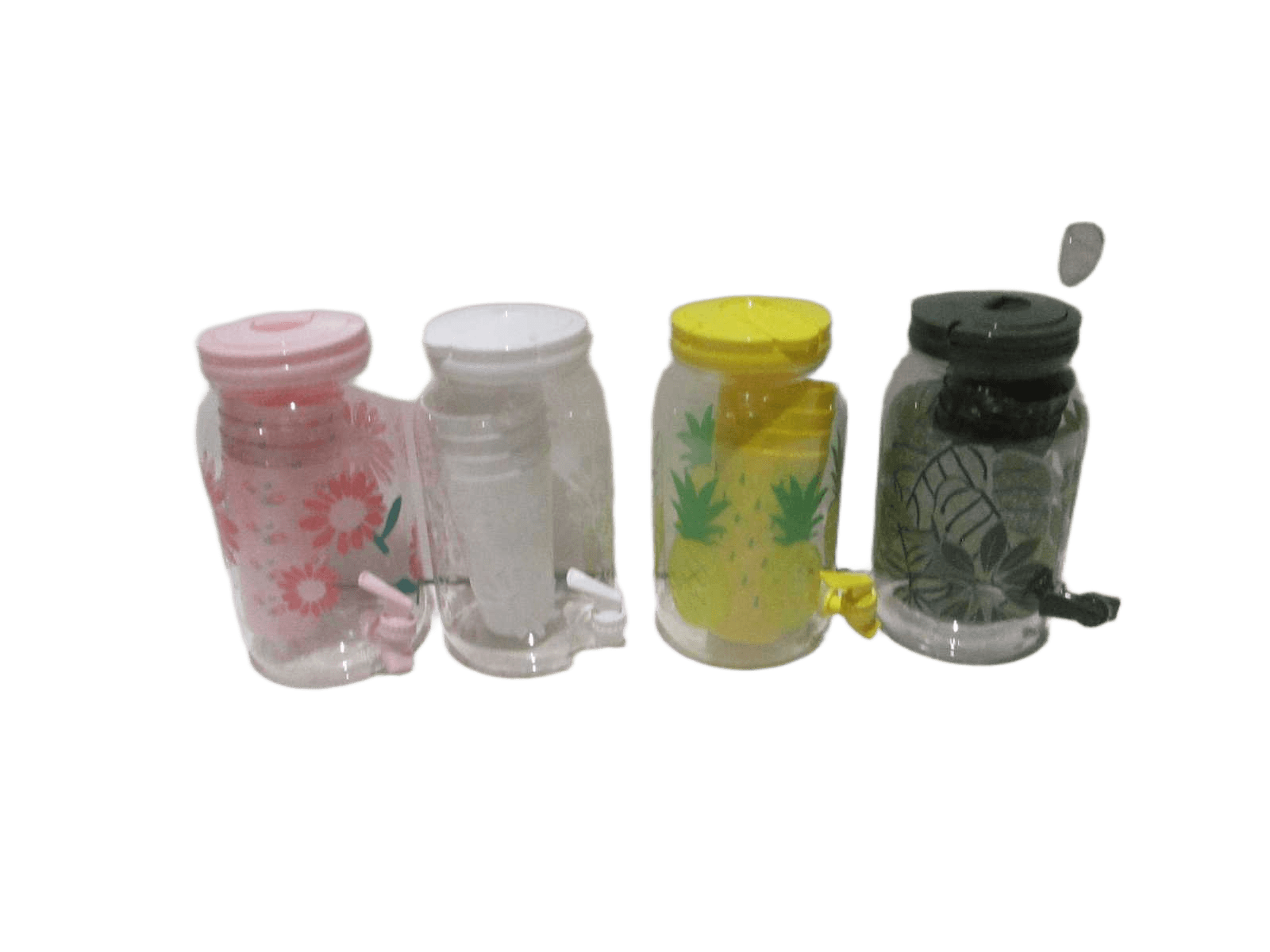 Juice Dispenser W 4 Cup 600ml 4 Color Assorted, Opp Bag Pink, Green, Yellow, White 3800ml