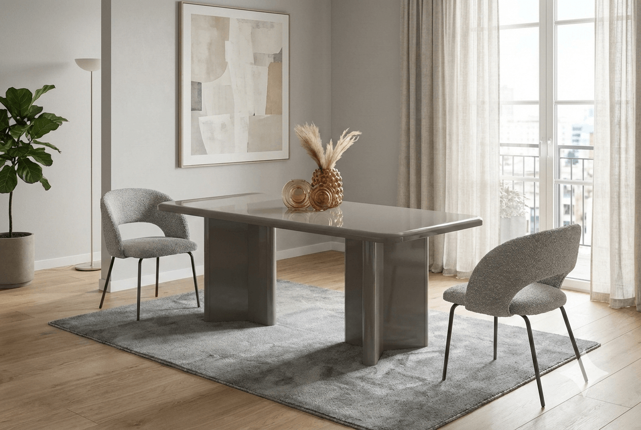 Dining Table Shiny Grey 220x93x77cm