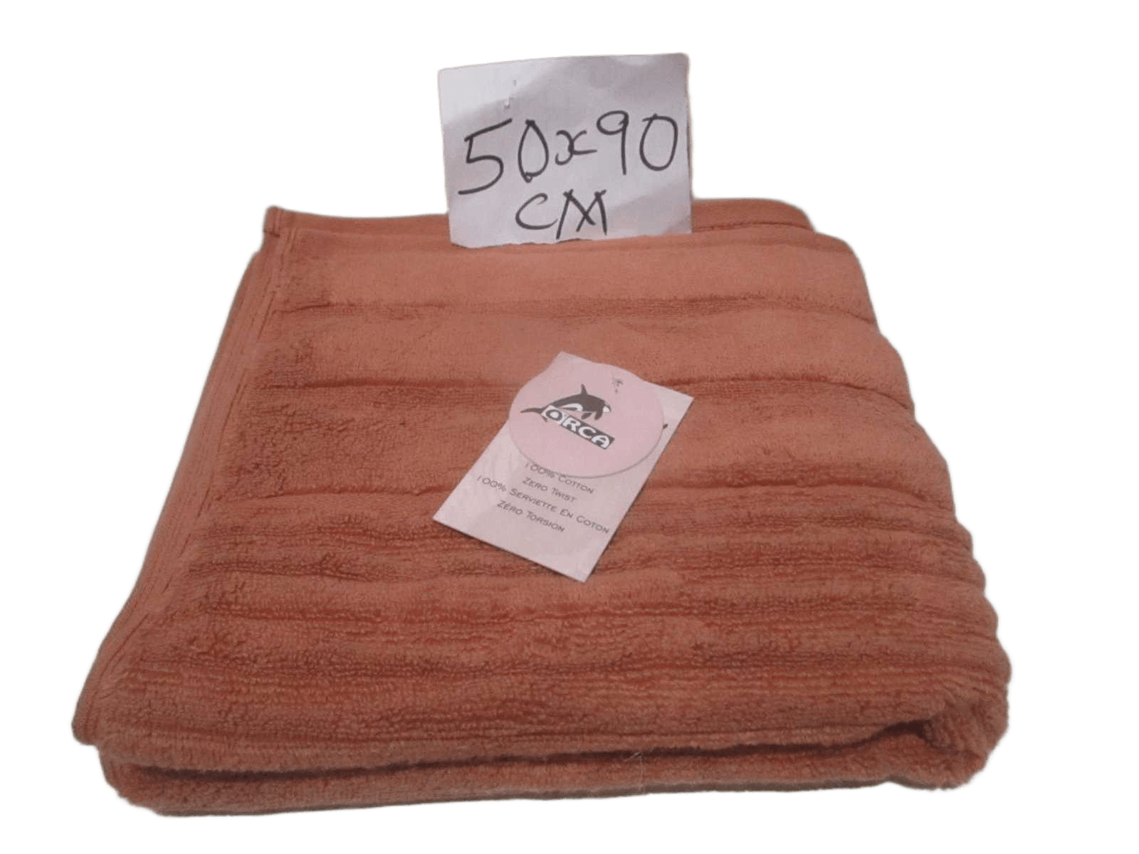 Towel Verna - Plain Dyed Dobby Terry - Zero Twist Cotton Yarn - Narrow Ribbed Pattern - 500 Gsm - Single Ply