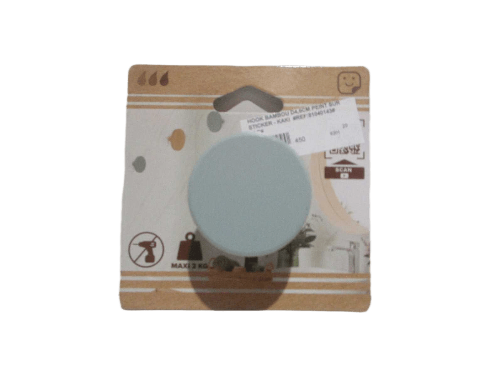 Hook Bambou D4,5cm Peint Sur Sticker - Kaki