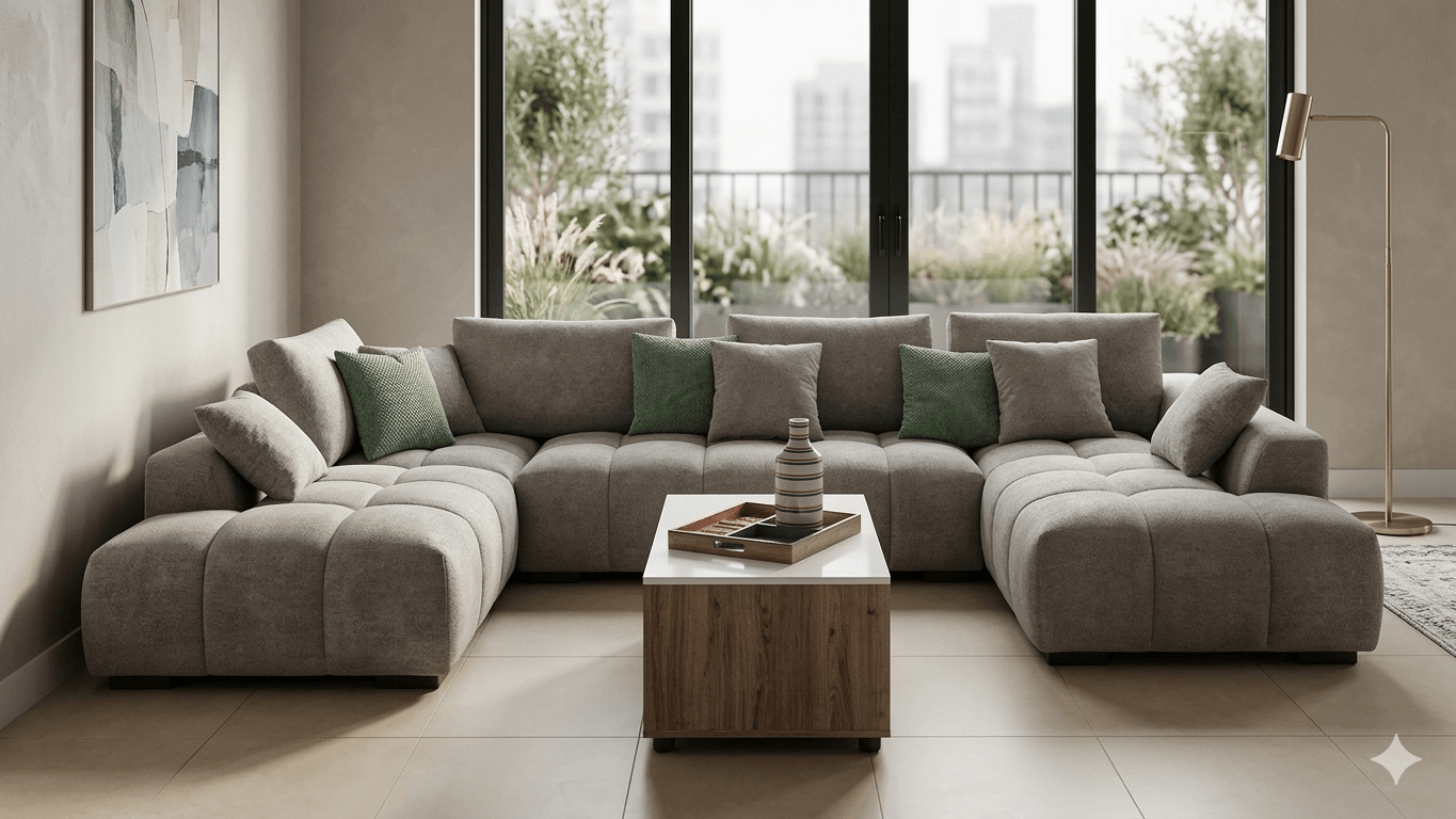Sofa Corner Fabric 2s Armless + Right Chaise + Left Chaise With 6 Pillow Jym23s38-17 Beige2s Armless: 165*104*57/82 Left Chair 165*104*57/82 Right Chair 107*207*57/82