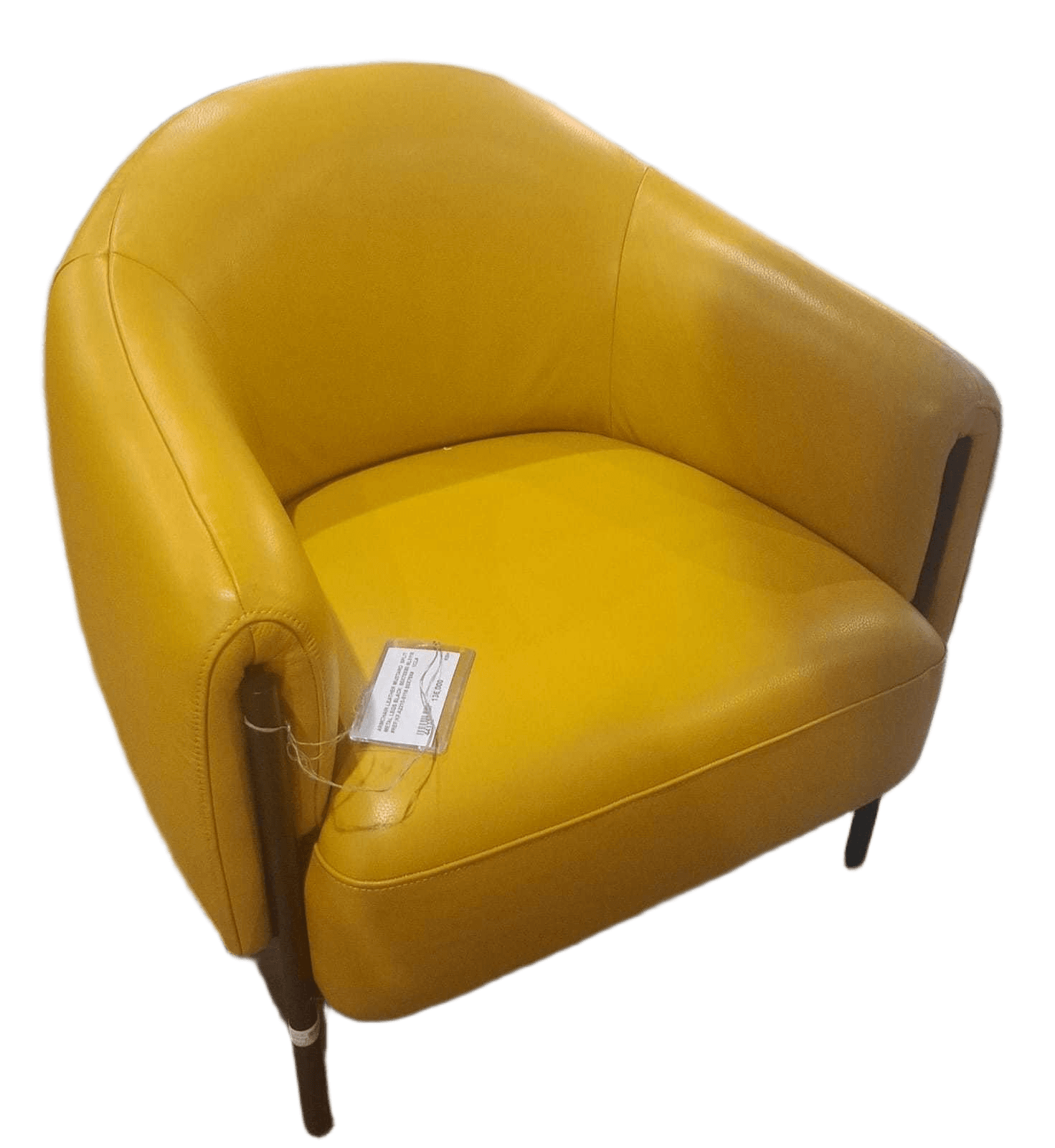 Armchair Leather Mustard Split Metal Legs Black 85x79x80 Nl5118