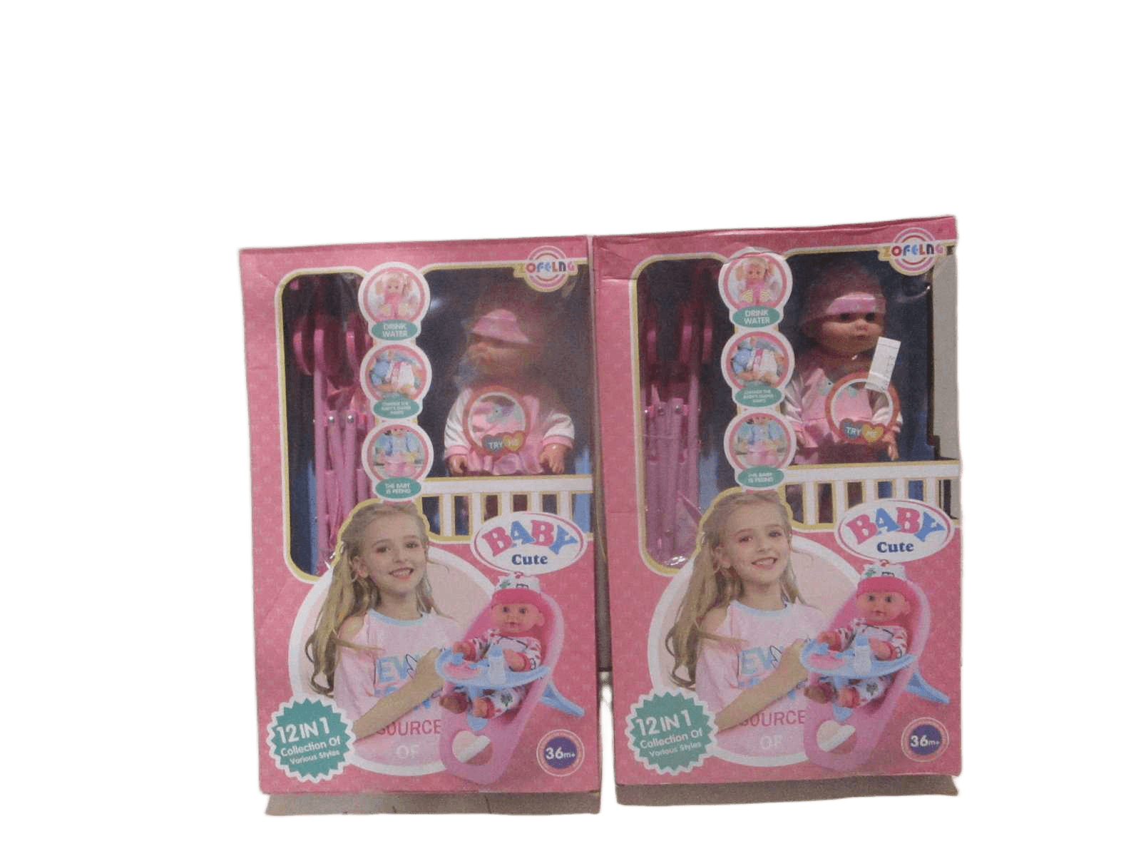 Doll Set Of 12 Pcs Button Cell*3 Drink Water Pee Noise 2 Design Ass Packing:window Box Girl Boy 56.5x35.5x12
