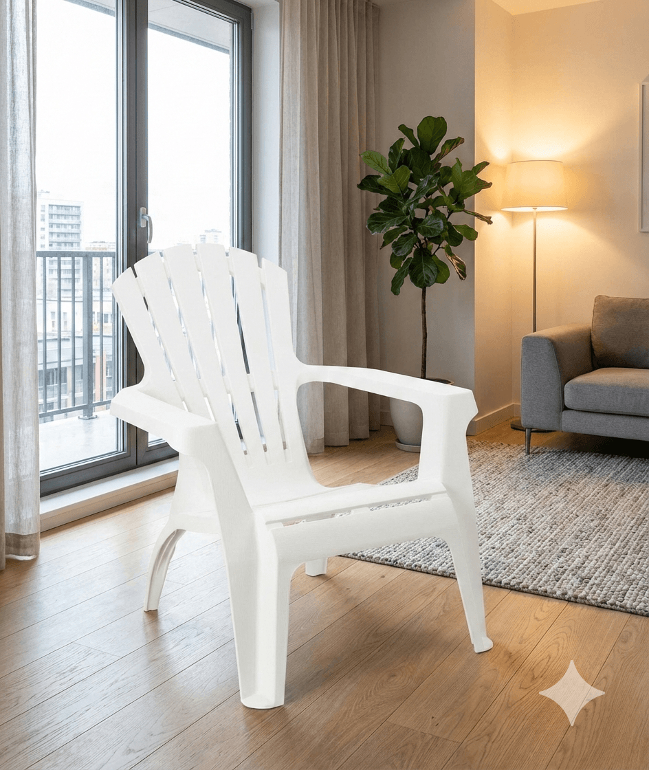 Chair Dolomiti - Stackable High Back Armchair - White Plastic - Pallet Quantity: 64