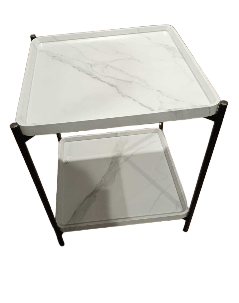 Side Table White 2-Layer Board Thickness 3cm Mdf+iron 50x50x60