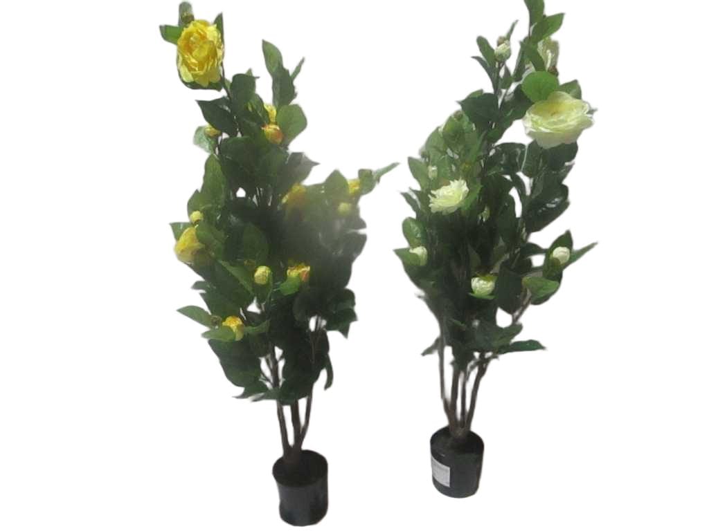 Artificial Plant Camellia 15 Flowers Pe Plastic Pot Moq:200pcs 'pure White Yellow Ass '110cm