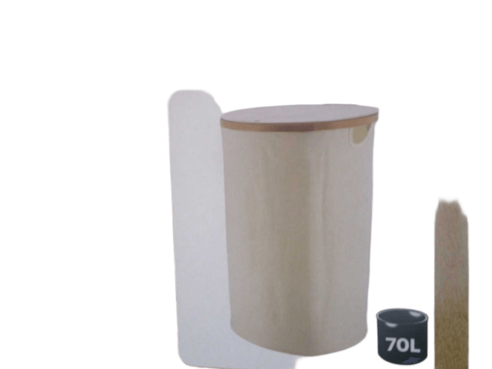 Laundry Basket Round Pliable Avec Couvercle Polyester Cerclage Bambou - Natural/Bambou