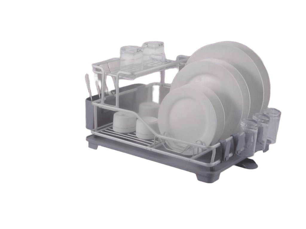 Dish Rack Two Layers Alu+pp Packing Color Box Grey 45.5*35.5*27.5cm