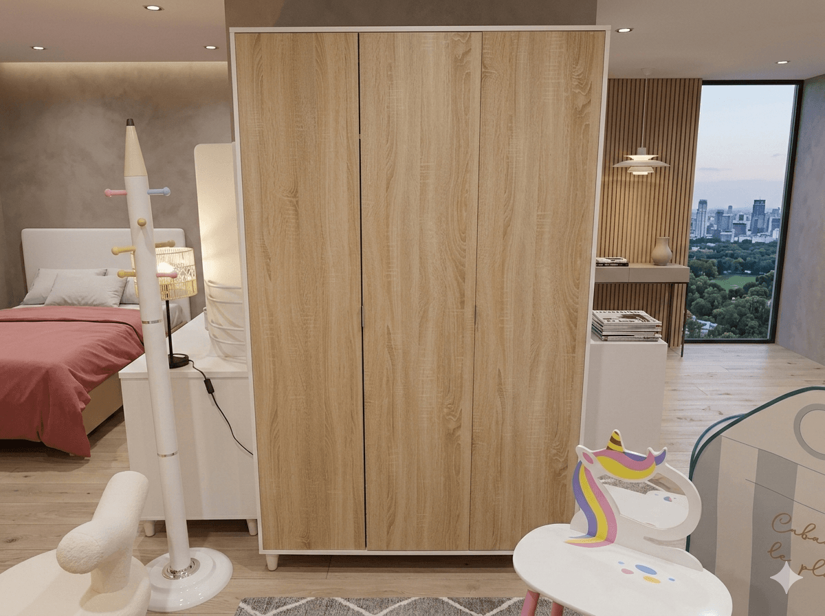 Wardrobe 3d Oak+white 1241*560*2000