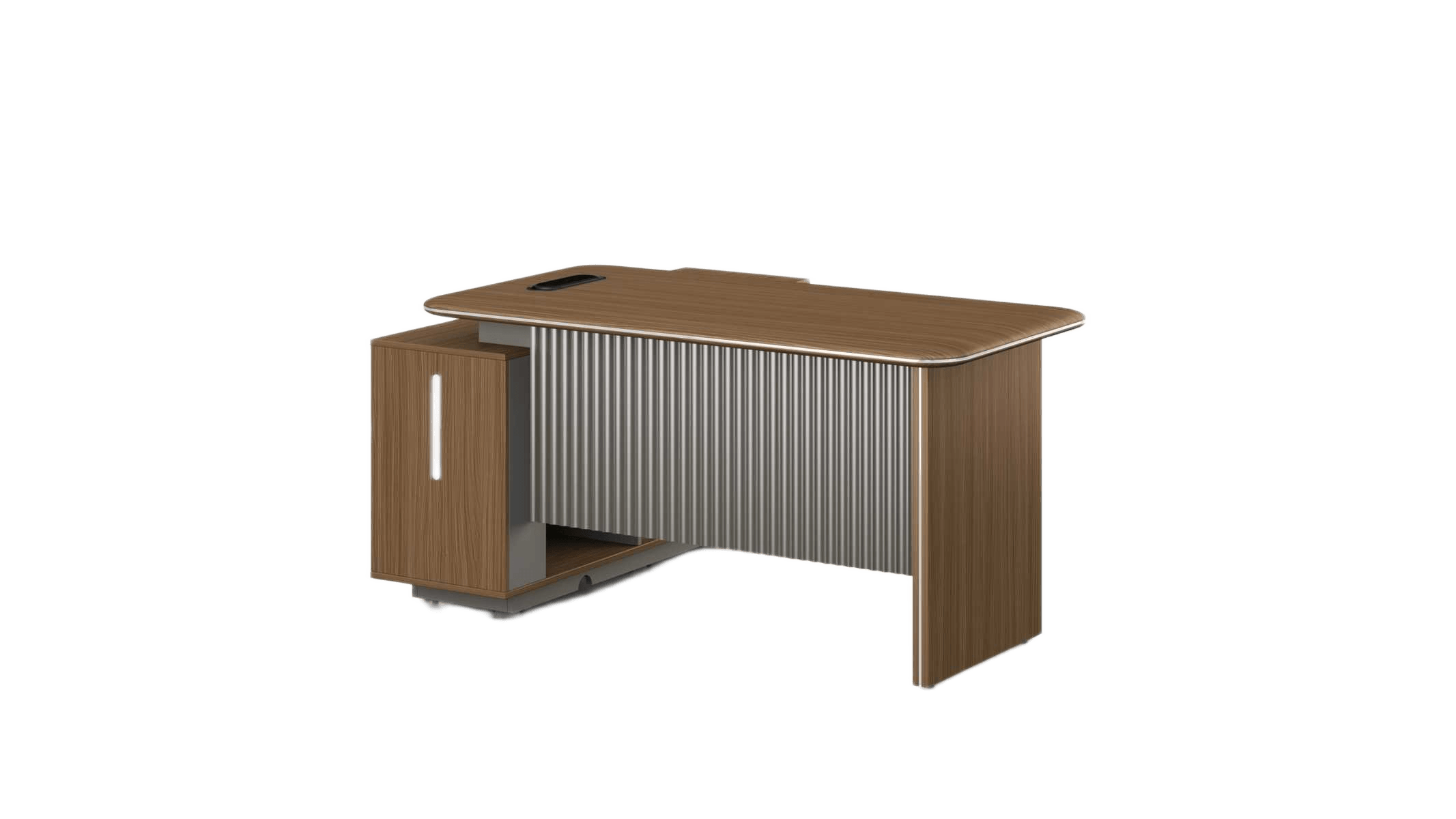 Executive Desk 1.6m Da26 Usa Walnut + Db-29 Meteorite Gray Melamine 1600*1450*760 Table Top:1450*750*50 Side Return:1400*400*640
