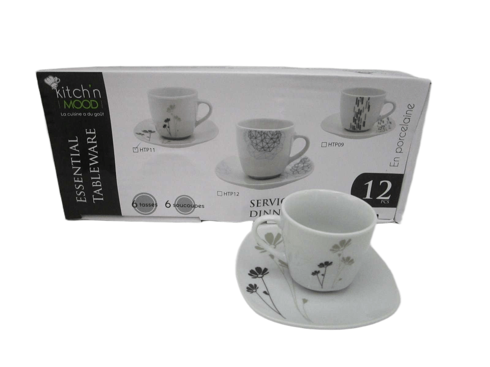 Round Coffee Set 6 Cups + 6 Saucers Porcelain90cc Cup&saucer 6+6